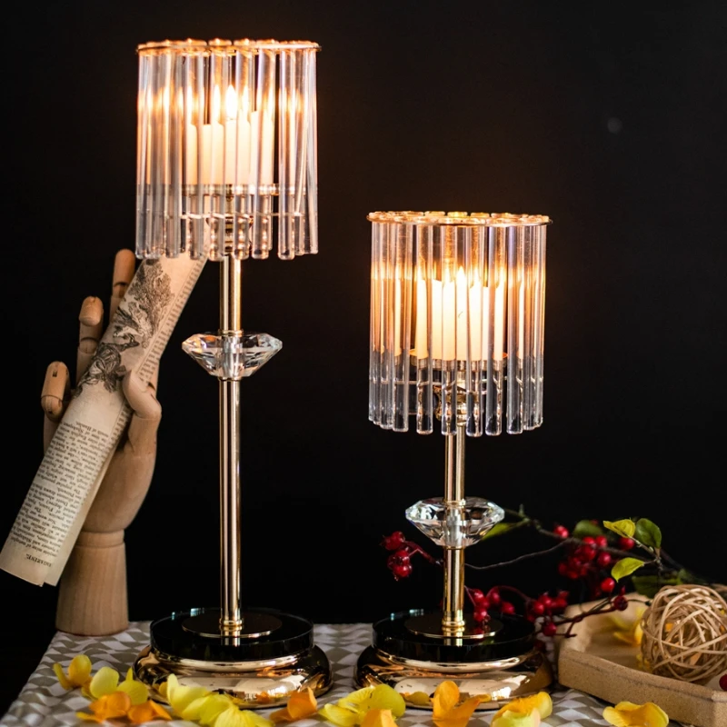 

Crystal Glass Romantic Candle Holder Nordic Style Moroccan Decor Candle Holder Wedding Decoration Chandelier Home Decor BC50ZT