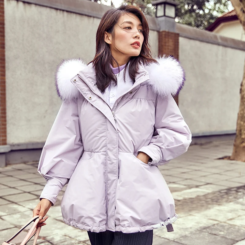 Winter Parka 90% White Duck Jacket Women Korean Fashion Thick Warm Fur Hooded Down Coat Female LWL1235