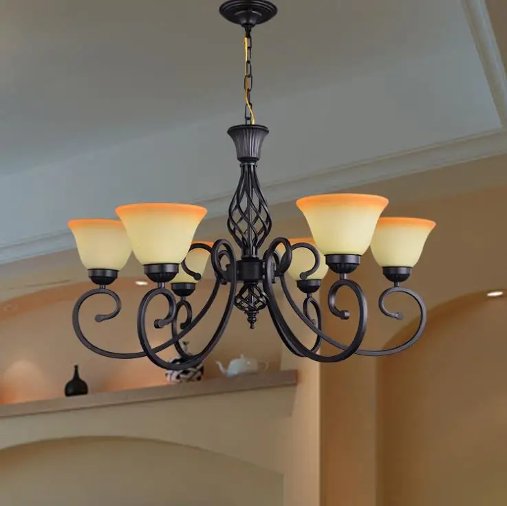 

European Wrought iron chandelier simple dining room living room bedroom Farm Hotel clothing store wholesale special price lamps