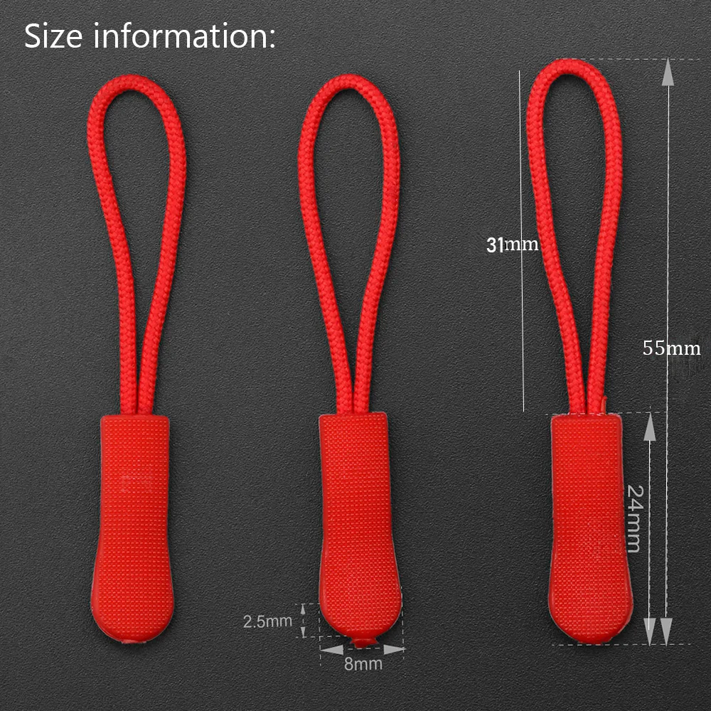 10PCS/Pack Backpack Jacket Replacement Zip Puller Cord Rope Pullers Bags Clip Buckle Zipper Pull Suitcase Travel Clothing Tools