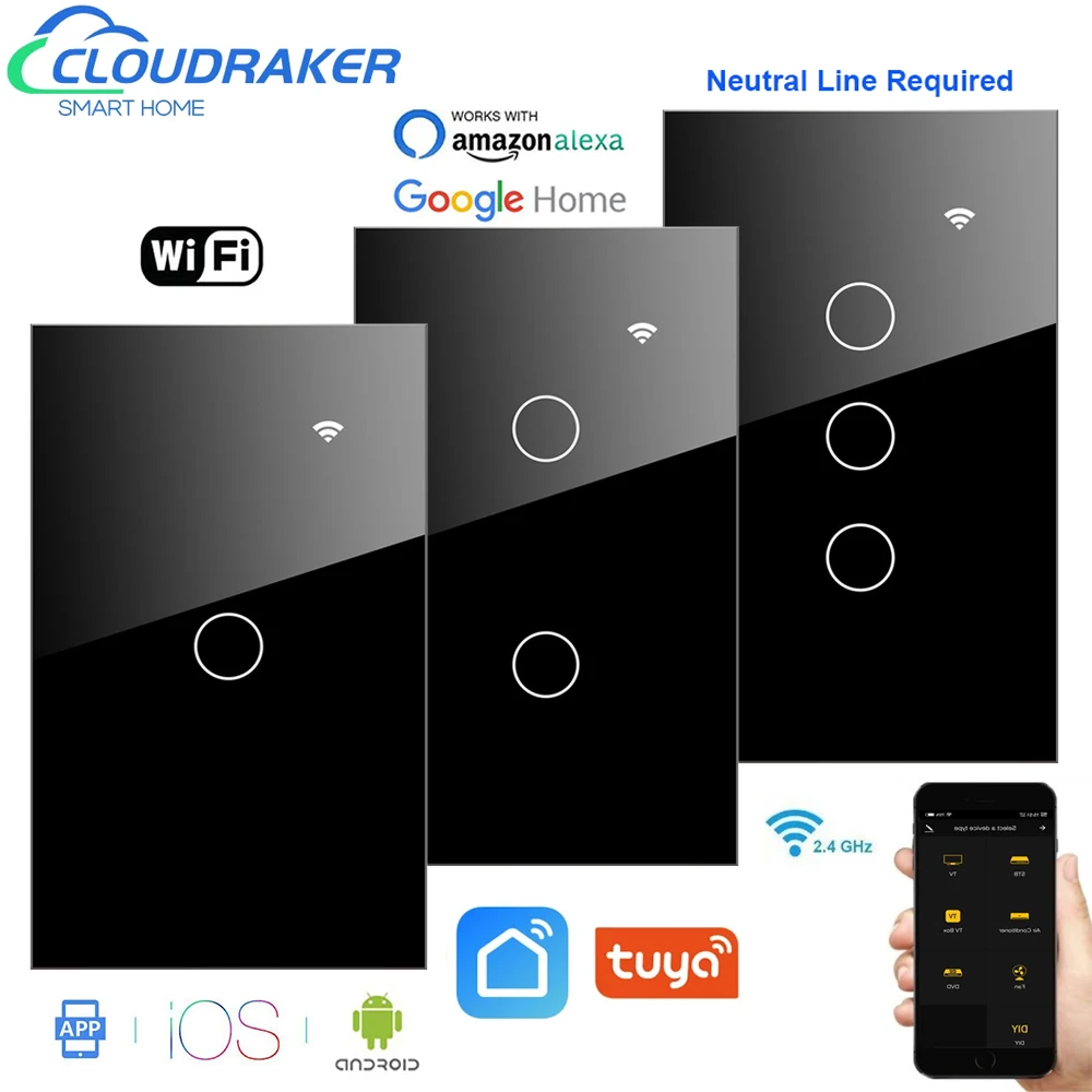 Smart Leben Wifi Touch Schalter App Fernbedienung Voice Befehle Arbeitet mit Alexa Echo Google Home Siri