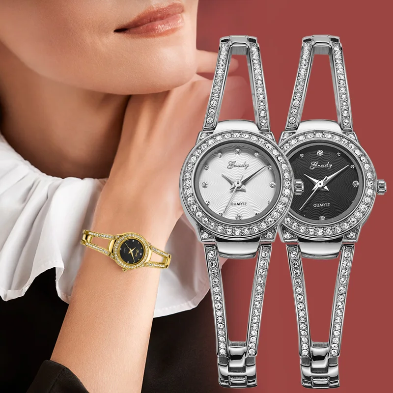 Luxury woman watches gold watch Fashion diamond watch Gift for wife Fashion quartz chain  wrist watches for ladies