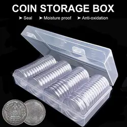 Coin Case 60 Pieces 40 mm Silver Eagles Coin Capsules Coin Holder Storage Container with Storage Organizer coin box#D0