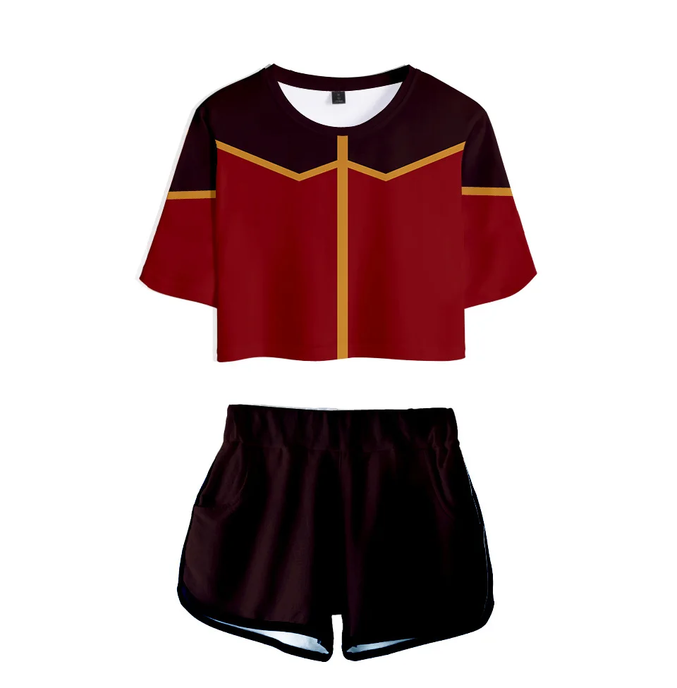 Anime Avatar: The Last Airbender Cosplay Costume Aang Katara Sokka Azula TophBeifong Iroh Women Two Piece Set Top and Shorts