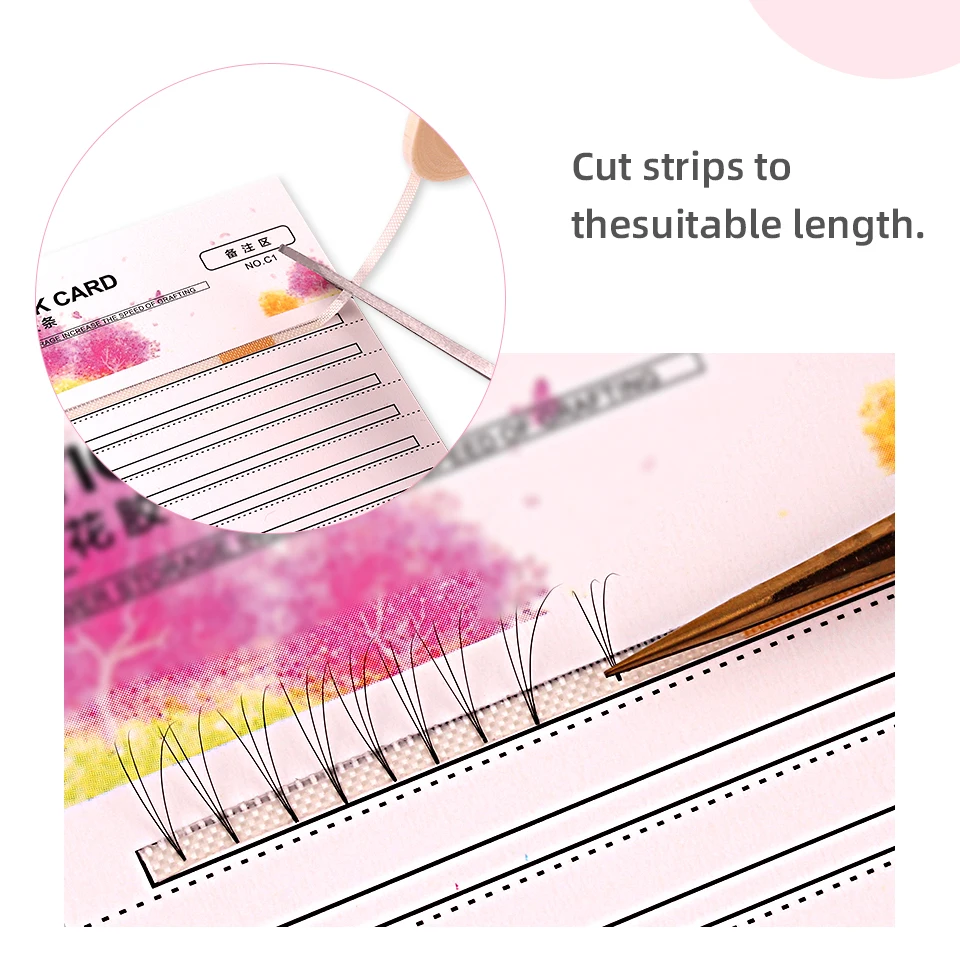 NEWCOME 10 stücke Vorgefertigten Fans Lagerung Karte mit 2mm Stick Band Pfropfen Blossom Volum Lash Wimpern Verlängerung Make-Up-Tools