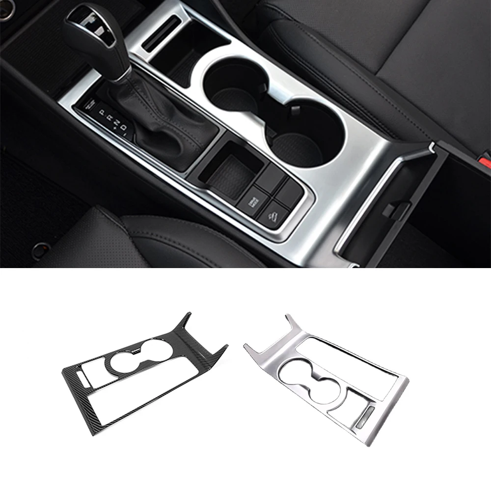 

For Hyundai Tucson 2015-2018 accessories ABS Silver/Carbon Car front Water Cup Holder Frame gear shift panel Decor Sticker Cover