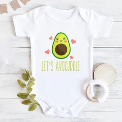 Let's Avocuddle Baby Summer Bodysuit Fashion Short Sleeve Romper Cute Funny Avocado Print Gender Neutral Baby Stuff Clothes Ropa