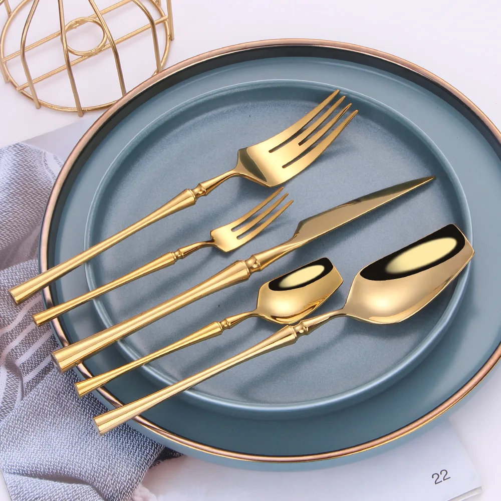 30pcs Dinnerware Set 18/10 Stainless Steel Cutlery Tableware Luxury knife Fork Spoon Western Silverware Kitchen Food Tableware