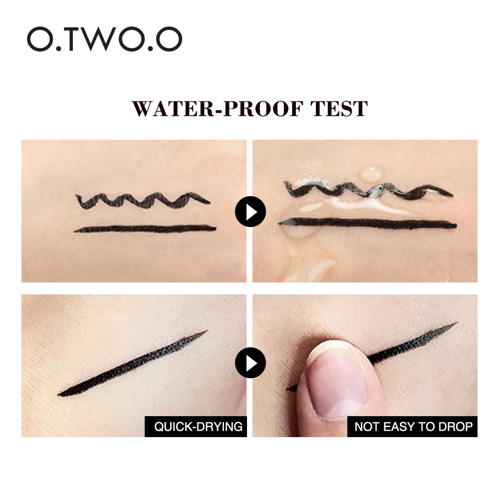 O.TW O.O อายไลเนอร์สีดำอายไลเนอร์ปากกากันน้ำได้อย่างรวดเร็วแห้ง Double-Ended Pencil Make-Up สำหรับเครื่องสำอางค์