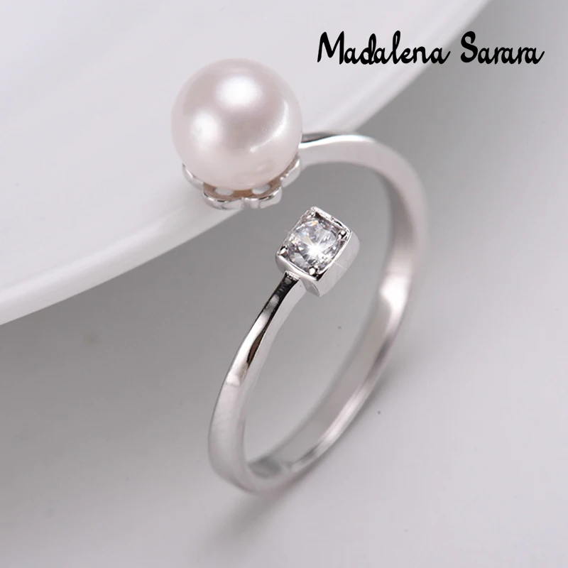 MADALENA SARARA AAA 9-10mm Freshwater Pearl S925 Sterling Silver Simple Unique Stone Ring Customizable MD-SP1015