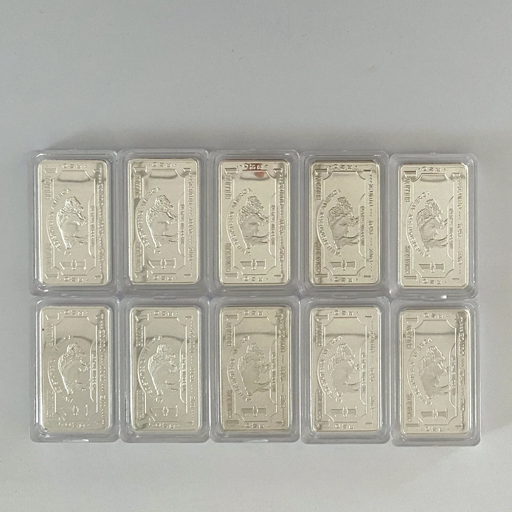 10PCS Mint 1 Troy Ounce Buffalo German Silver Bullion Bar Replica Coins Collection