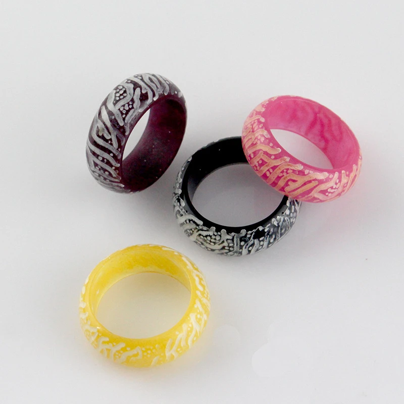 Tree of Life Luminous Resin Ring Blue Pink Glow Inlay Green Background Men Women Fluorescent Glowing Rings Jewelry Dropship