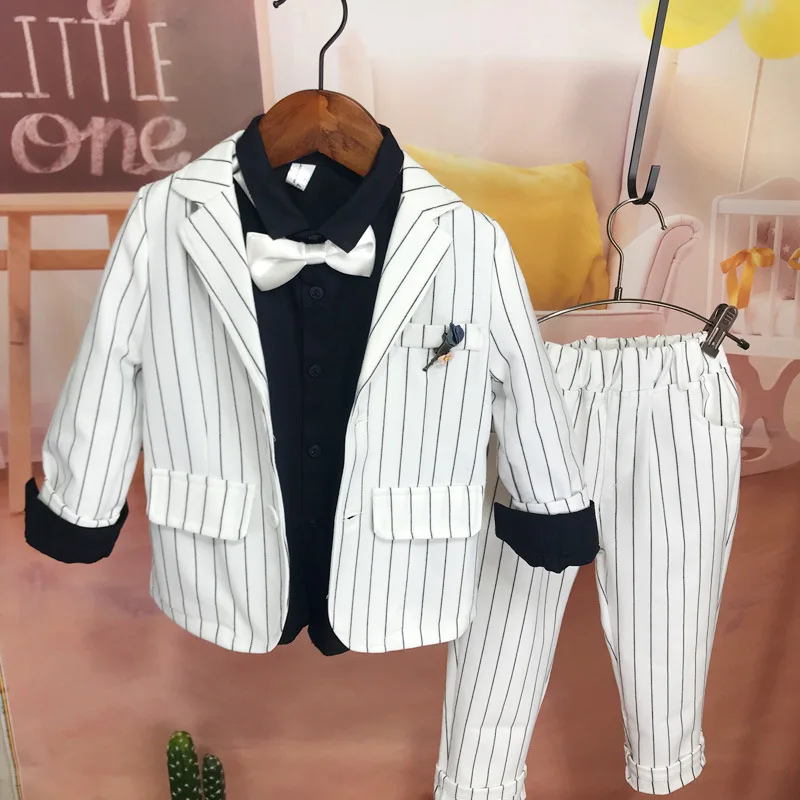 Flower Boys Formal White Jacket+Pants 2Pcs Mariage Clothing Set Enfant Kids Wedding Suit Children Gentleman Performance Dress