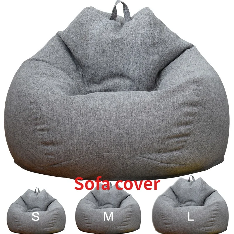 

Large big Lazy Sofas Cover Chairs without Filler Linen Cloth Lounger Seat Bean Bag Pouf Puff Couch Tatami Living Room Beanbags