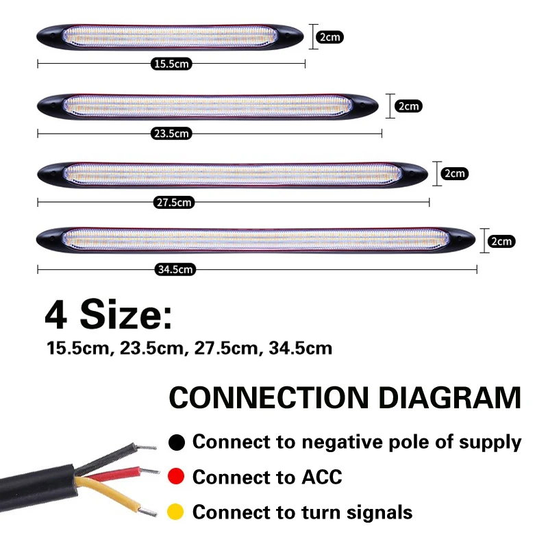 2pcs Universal Car LED Daytime Running Light DRL With Turn Signal Lamp Headlight Sequential Flow Day Light Auto Modified 12V