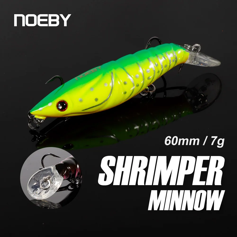 

NOEBY Shrimp Minnow Fishing Lures 60mm 7g Floating Wobblers Artificial Shrimp Baits for Pike Sea Bass Crazy Gamba fishing lure