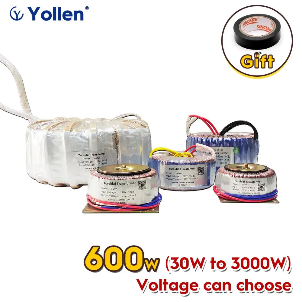 

RING TYPE 600W Toroidal Power Transformer CIRCLE VOLTAGE CAN OEM 220V/380V to 6V/9V/12V/15V/18V/24V Face mask machine OEM 600VA