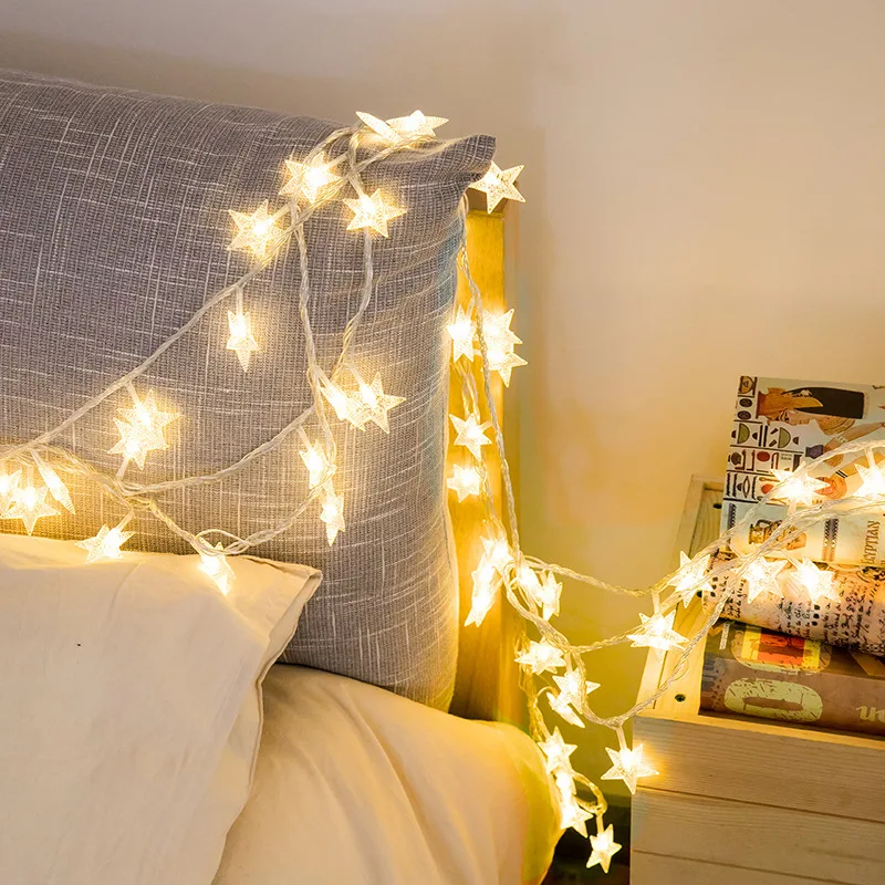 

10/20 LED Star Fairy Lights Garland Battery Operated Star Twinkle String Light Copper Wire Lighting Wedding Christmas Decoration