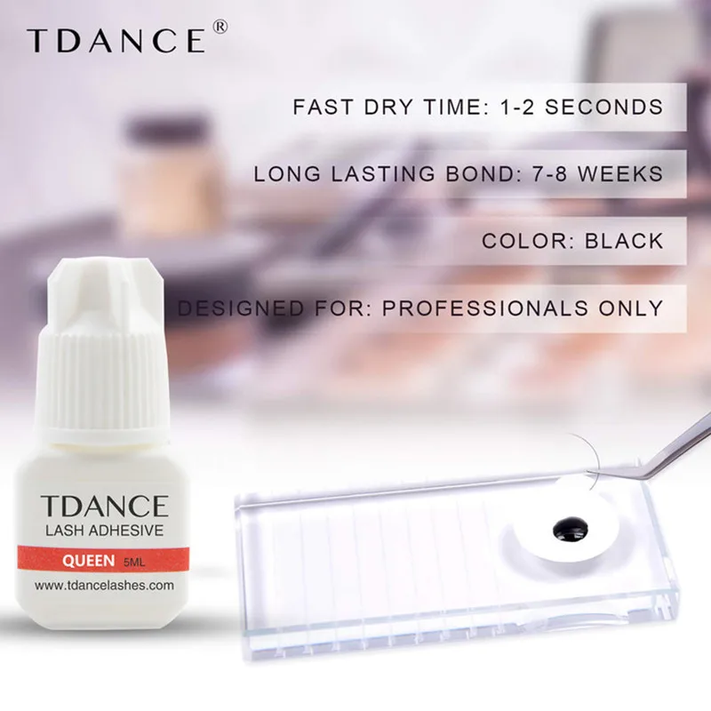 Tdance Wimpern kleber 1-2 Sekunden Queen Wimpern verlängerung kleber extra langlebig 5ml schnell trocknender starker falscher Wimpern kleber – Detail 3