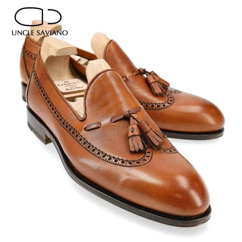 

Uncle Saviano Loafer Wedding Dress Formal Office Men Shoes Genuine Leather Original Casual Business Designer Handmade Man Shoes