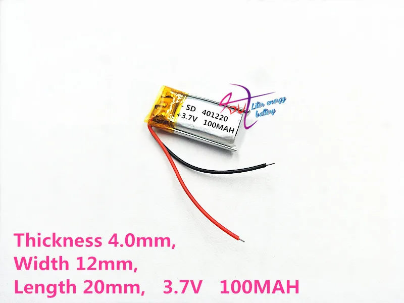 منتج من المصنع مباشرة بطارية ليثيوم بوليمر 3.7 فولت بطارية مدمجة قابلة لإعادة الشحن 401220   100 مللي أمبير 401221   سماعة بلوتوث
