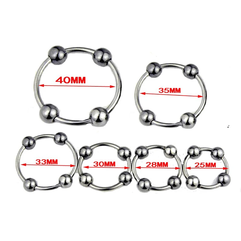 25/28/30/33/35/40mm 4 Beads Penis Ring Metal Stainless Steel Cock Rings Delay Ejaculation Penis Lock Glans ring Sex Toy For Men