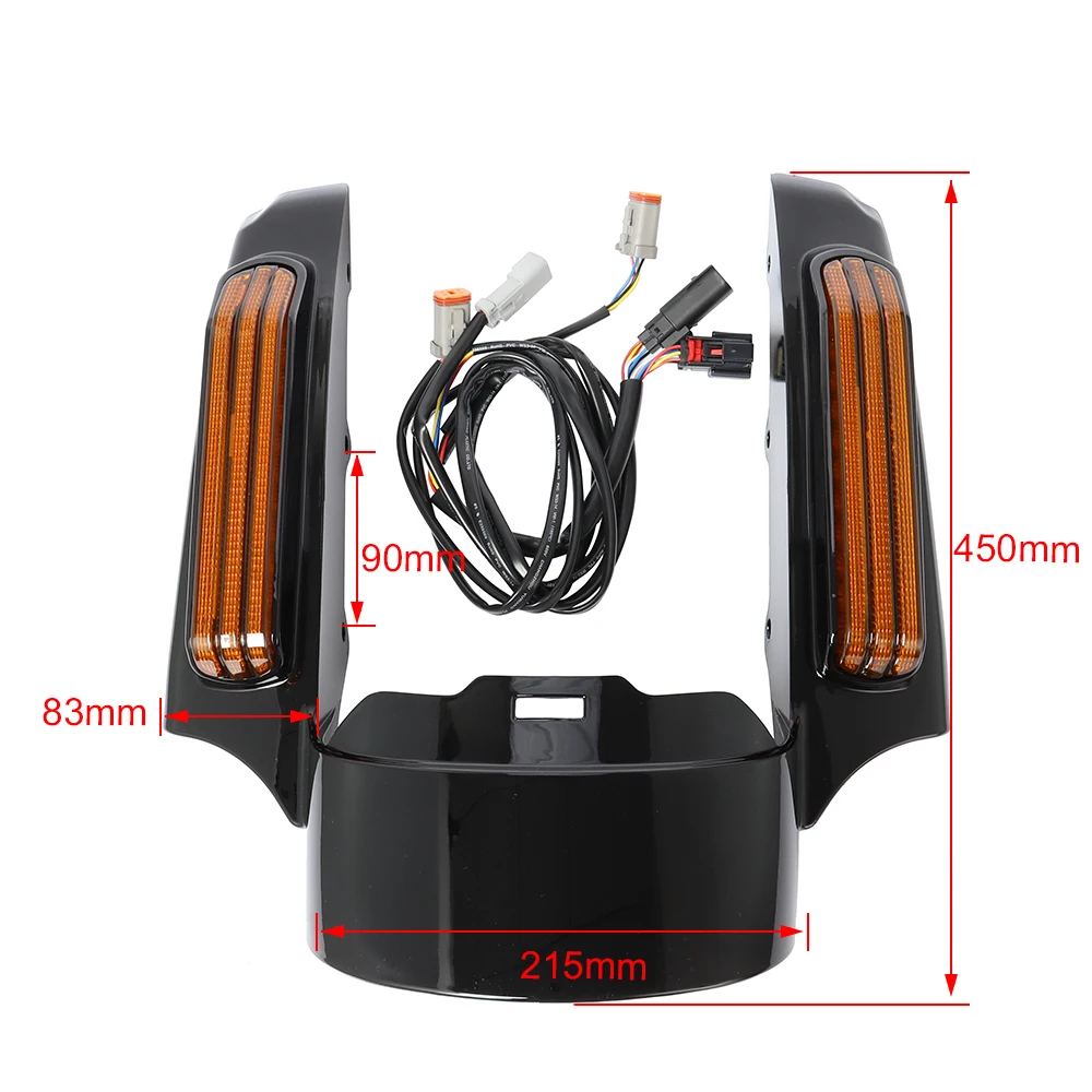 Motorcycle LED Light Rear Fender Extension Fascia Set For Harley Touring Electra Street Glide Road King FLHR FLTRX 2014-2022