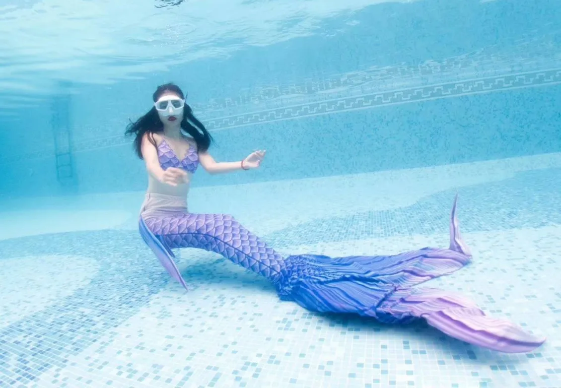 2021 new mermaid super long fishtail swimsuit bra cosplay summer swimming aquarium mermaid show training suit can be customized