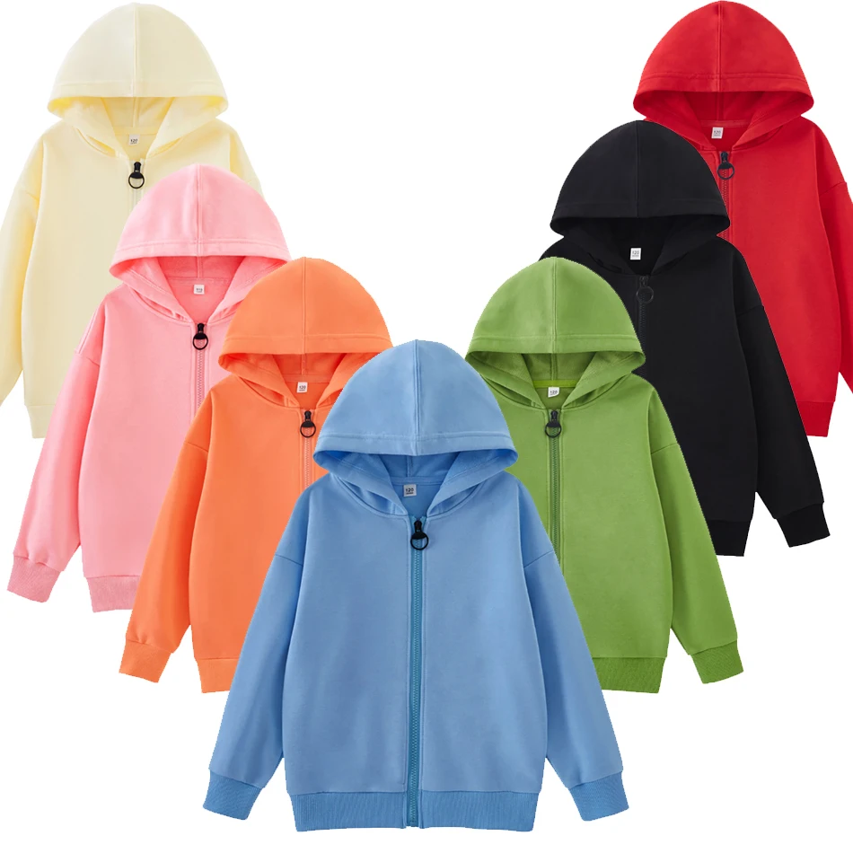 Zipper Solid Hoodies Children Jackets for Boys Clothes Spring Autumn Sweatshirt Boys Coats Korean Kids Outdoor