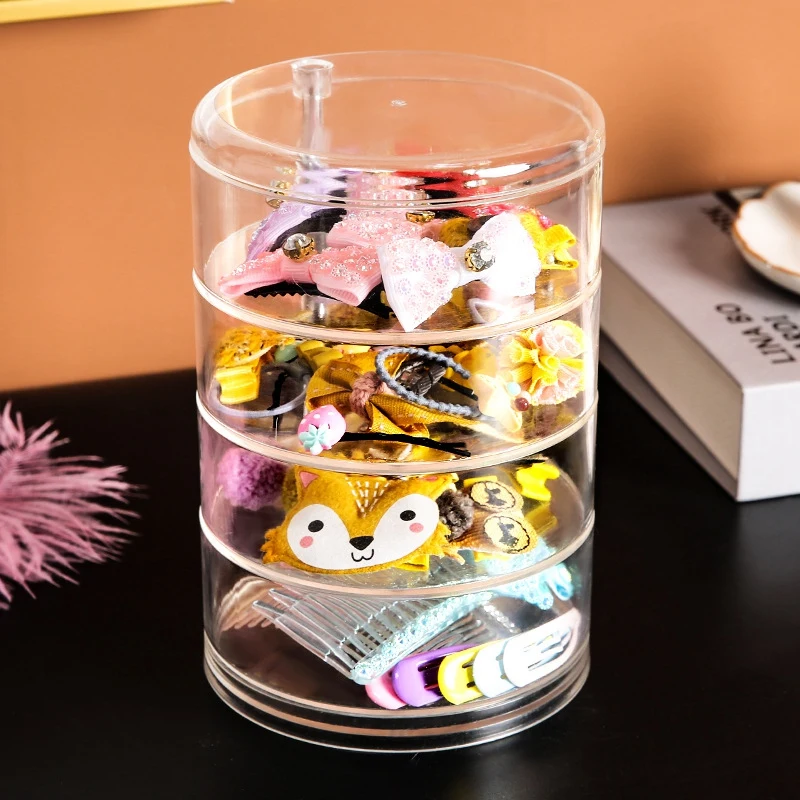 Hairpin Head Rope Jewelry Rubber Band Storage Box Transparent Box Rotation Children's Hair Accessories Storage Box