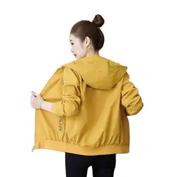 Spring Autumn Short Jacket Women 2020 New Casual Hooded Yellow Black Women's Jackets Korean Fashion Sports Baseball Uniform 4XL