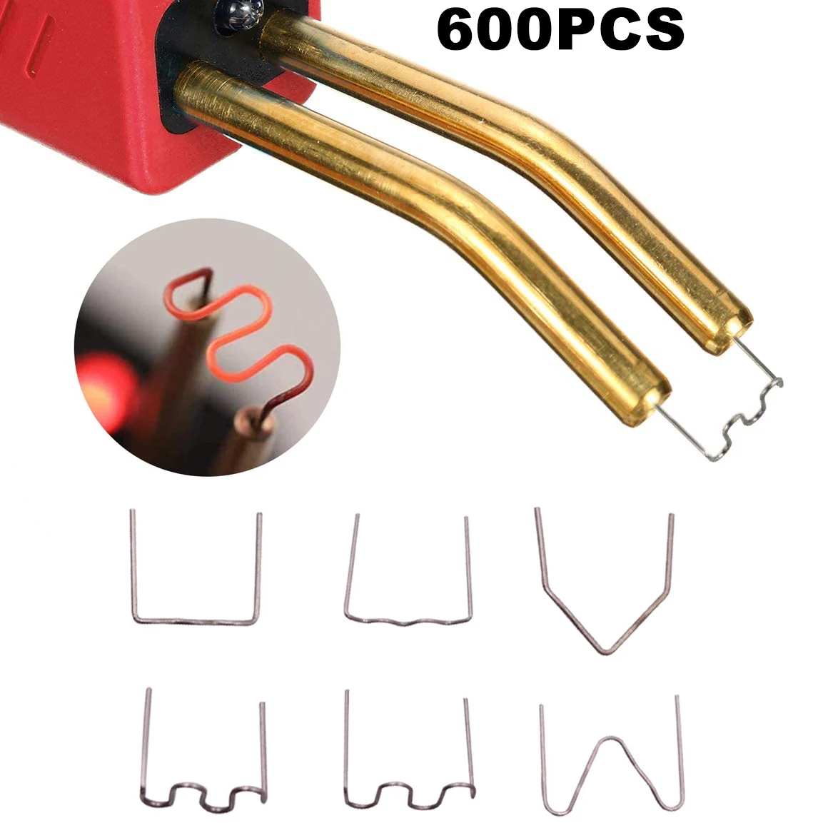 600pcs Pre-Cut Hot Staples S /V/ M Wave Staplers 0.6mm & 0.8mm Hot Stapler for Car Plastic Bumper Welding Repair Welder