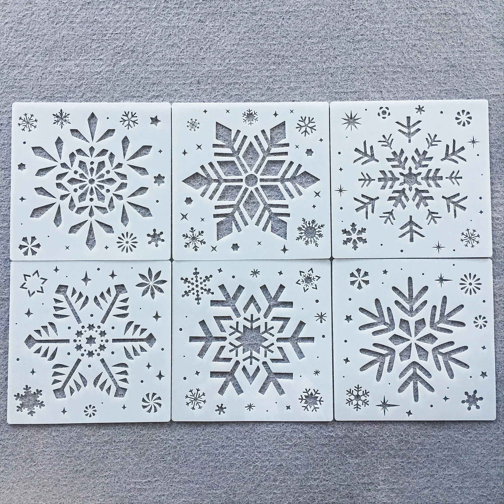 6Pcs/Set 20*20cm Winter Christmas Snowflake DIY Layering Stencils Painting Scrapbook Coloring Emboss Decorative Template