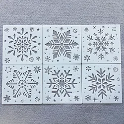 6 Pçs/set 20*20cm Inverno Natal Floco de Neve DIY Camadas Stencils Pintura Scrapbook Coloração Emboss Modelo Decorativo