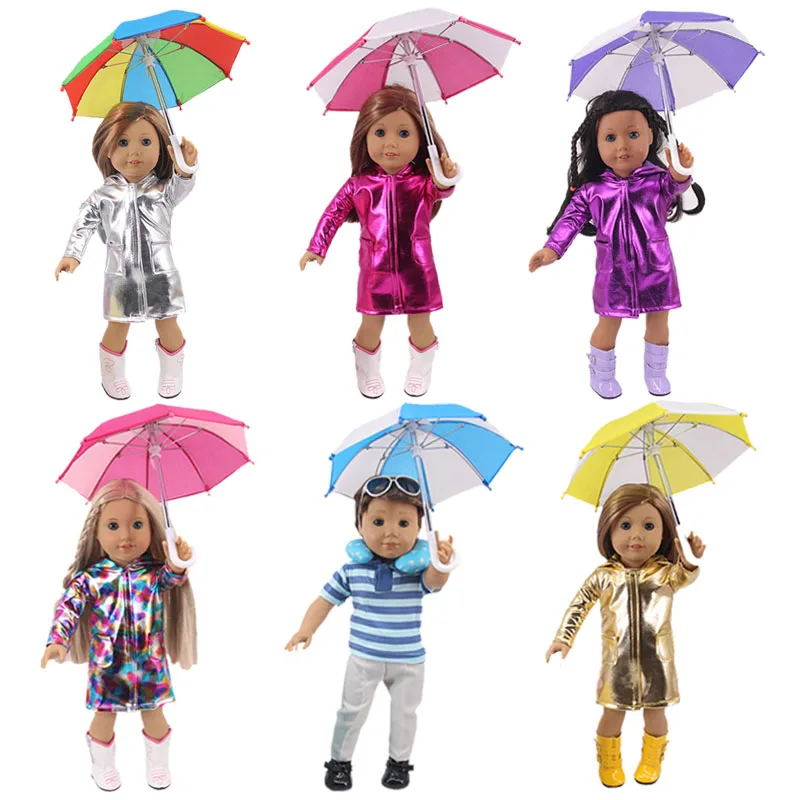 Doll Umbrella Accessories Rainbow Colors Mini Umbrella Fit 18 Inch American Doll & 43 Cm Baby New  Born Doll Girl`s Birthday Toy