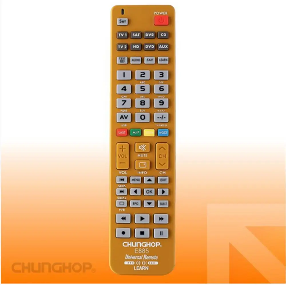 CHUNGHOP E885 8 في 1 وحدة تحكم عن بعد عالمية للتلفزيون CBL SAT VCR DVD AMP