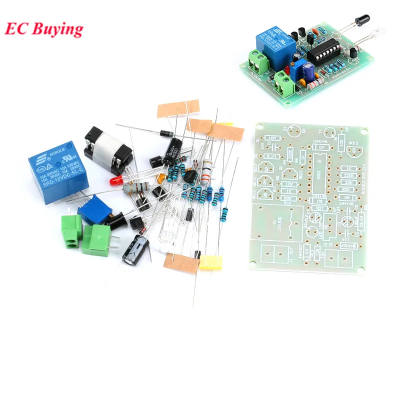 Infrared Proximity DIY Kit Control Switch Automatic Faucet Sensor Module Kit Welding Practice Board CD4093BD for Hand Dryer Tap