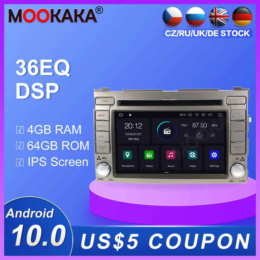 Android 10.0 4+64GB DVD player Radio GPS Navigation for HYUNDAI I20 2008-2013 Multimedia Player radio video stereo headunit dsp