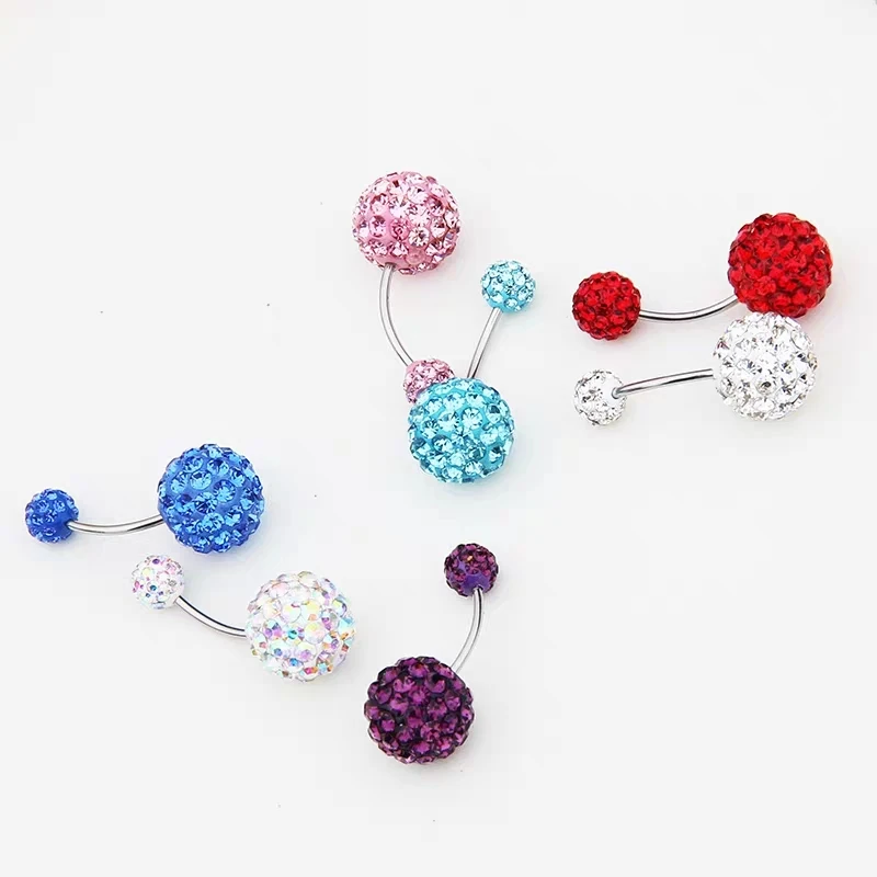 1pc 14G Piercing Navel Surgical Steel Single Crystal Rhinestone Belly Button Rings Navel Piercing Ombligo 5/8mm Ball Nombril