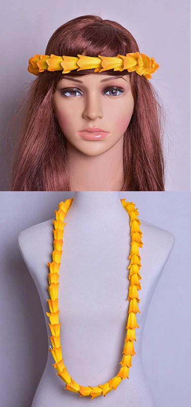 Free Shipping HL0065-1SET 24sets/lot Foam Hala Lei &Headband Tropical Hawaiian Floral Necklace Wholesale Party Decoration