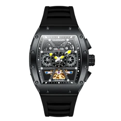 GUANQIN Retro Hole 2022 New Tourbillon Mechanical Automatic Men's Watch Sapphire Stainless Steel Clock Waterproof Luminous