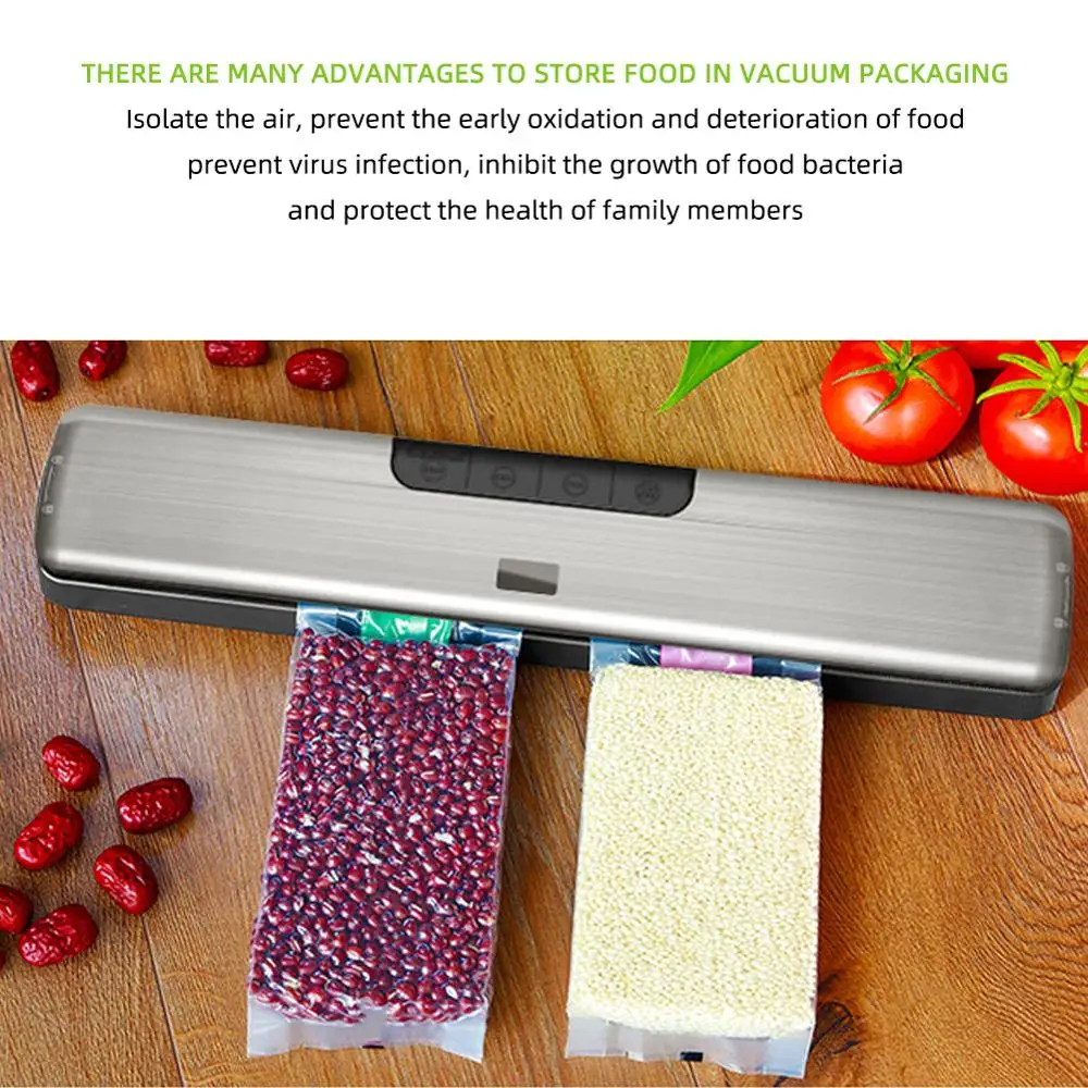 Fully automatic food vacuum packaging machine with15 bags of 100-240V household sealing machine kitchen preservation machine