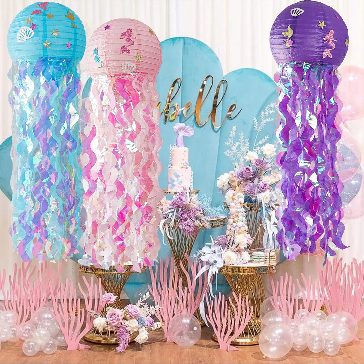 2m Ocean Theme Bubble Garlands Mermaid Birthday Banner Under The Sea Happy Birthday Party Decor Kids Girls Babyshower Supplies