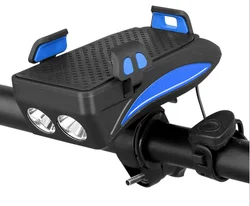 Auto defesa 400 lumens bicicleta luz da bicicleta lanterna led multifunções 4 em 1 titular chifre banco de potência da bicicleta frente lâmpada telefone