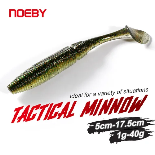Señuelo de pesca de silicona suave NOEBY 8,5 cm 10cm 11,5 cm 13cm Shad Minnow Wobblers Jighead Swimbaits para Lucio Señuelos de pesca blandos