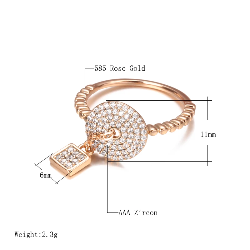 Kinel Luxury Bride Wedding Lock Ring Micro Inlays Covered Natural Zircon 585 Rose Gold Rings Women Fine Jewelry Accessories