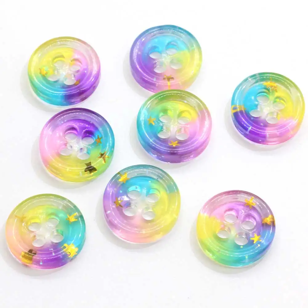 50/100pcs 15mm Mixed Colors Flat Round Coin Glitter Botton Colorful Edge Shirt Buttons for Clothing Children Diy Craft Sewing Su