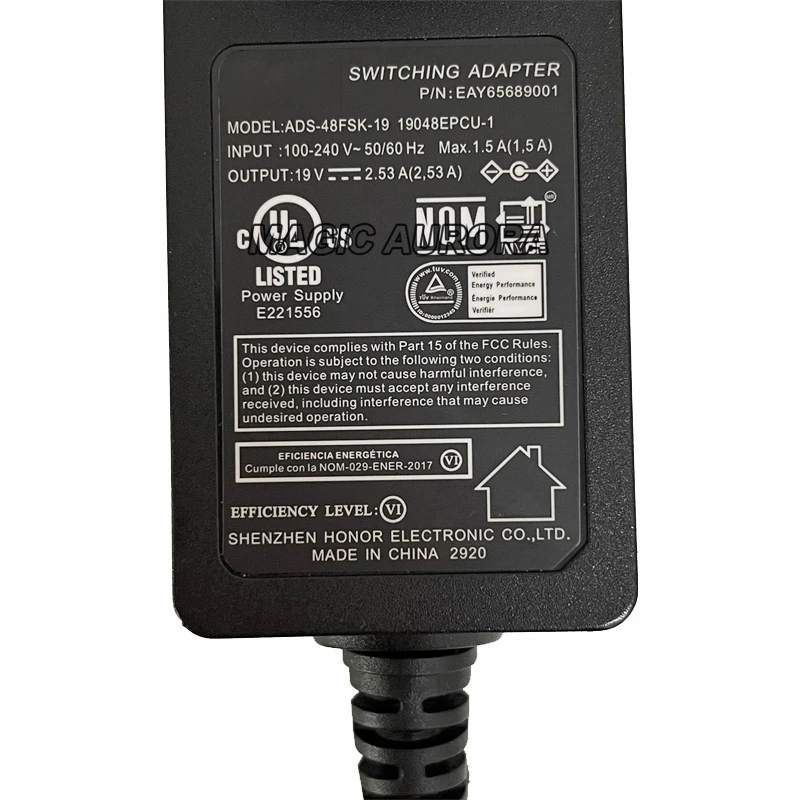 Imagem -03 - Eua Plug Adaptador ac 19 19048epcu1 Ads48fsk-19 v 2.53a 48w Carregador para lg 27gl83a 27gl63t 27gn750-b 23cav42k-b 34wn650 32gp83b
