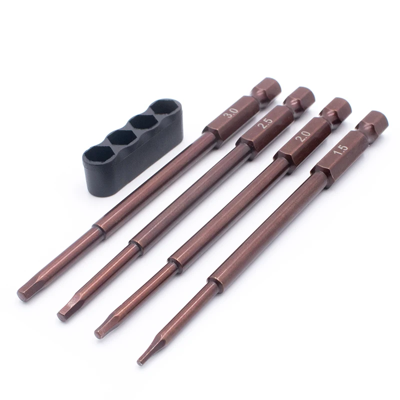 KYX Racing RC Model Tools 4pcs Speed Hex Tool Tip Set 1/4 lnch Adapter(1.5, 2.0, 2.5, 3.0mm)