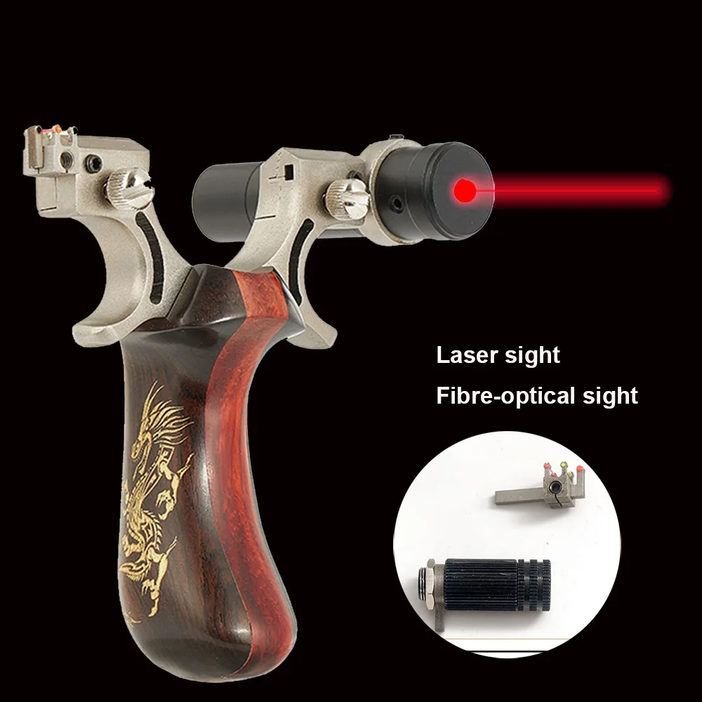 Slingshot for Outdoor Shooting Catapult with Laser+Fibre-optical Sight Rubber Band High Precision Powerful Slingshot